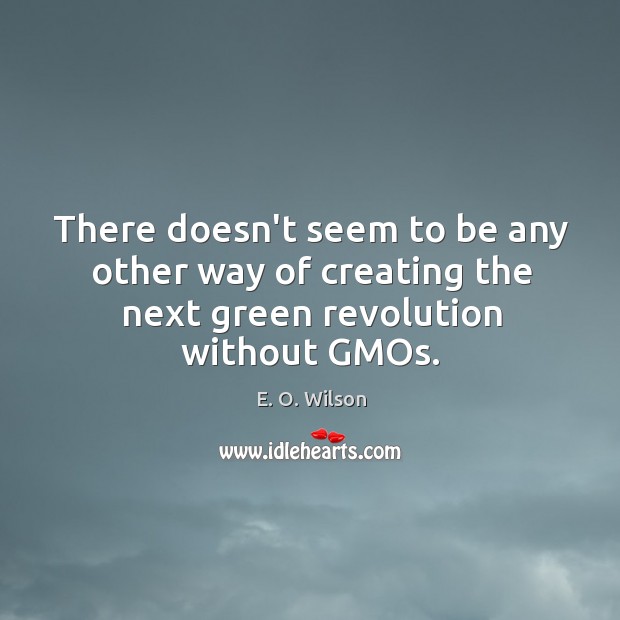 There doesn’t seem to be any other way of creating the next green revolution without GMOs. E. O. Wilson Picture Quote