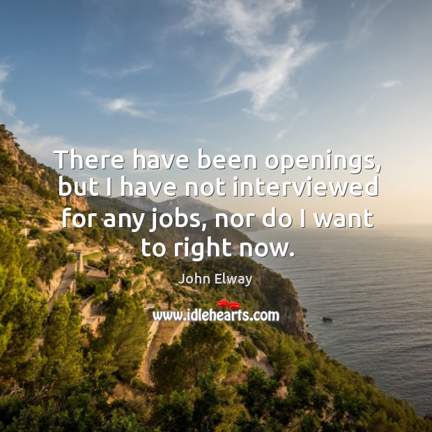 There have been openings, but I have not interviewed for any jobs, nor do I want to right now. Image
