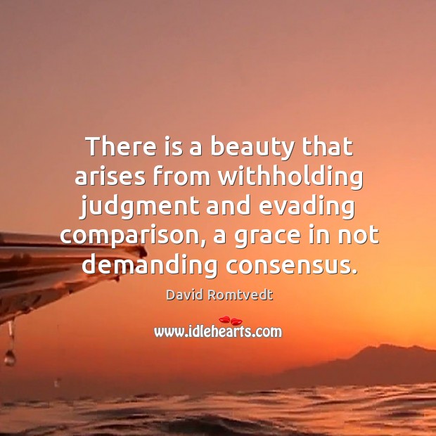 There is a beauty that arises from withholding judgment and evading comparison, David Romtvedt Picture Quote