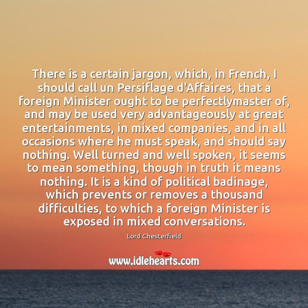 There is a certain jargon, which, in French, I should call un Lord Chesterfield Picture Quote