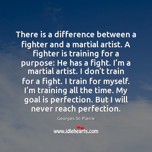There is a difference between a fighter and a martial artist. A Georges St-Pierre Picture Quote