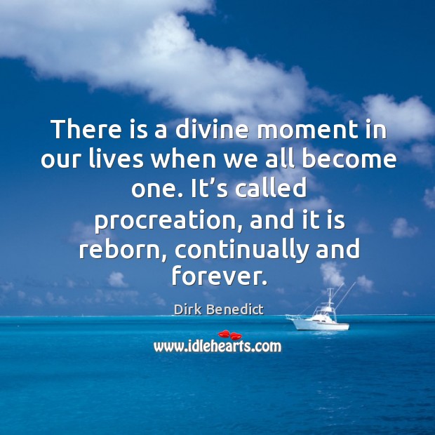 There is a divine moment in our lives when we all become one. Dirk Benedict Picture Quote