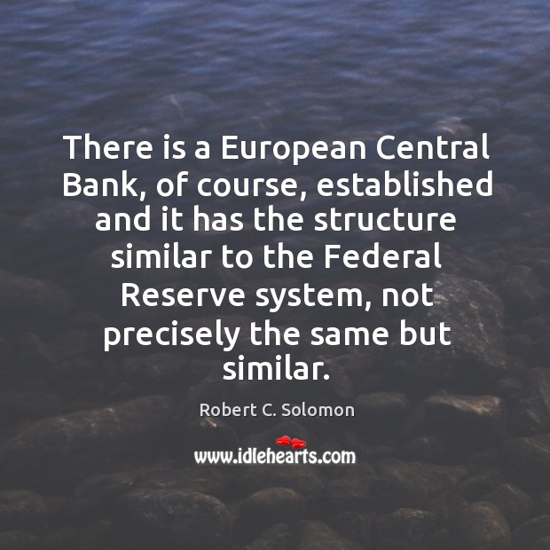 There is a european central bank, of course Robert C. Solomon Picture Quote