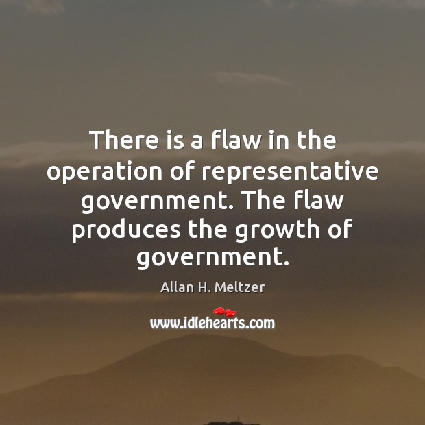 There is a flaw in the operation of representative government. The flaw Allan H. Meltzer Picture Quote