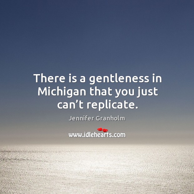There is a gentleness in michigan that you just can’t replicate. 