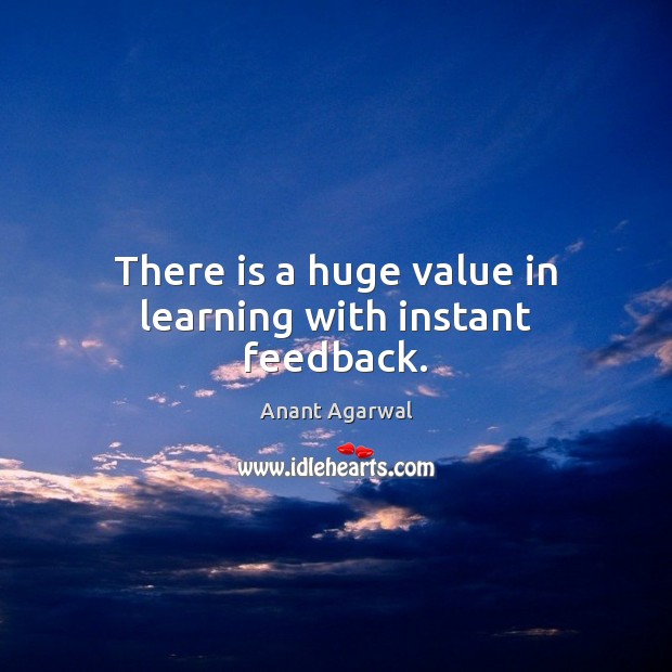 There is a huge value in learning with instant feedback. Anant Agarwal Picture Quote