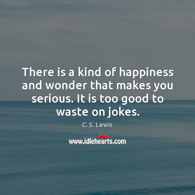 There is a kind of happiness and wonder that makes you serious. C. S. Lewis Picture Quote