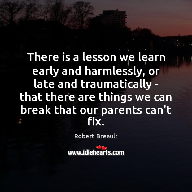There is a lesson we learn early and harmlessly, or late and Robert Breault Picture Quote