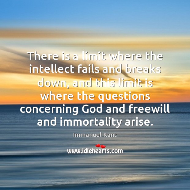 There is a limit where the intellect fails and breaks down, and Immanuel Kant Picture Quote