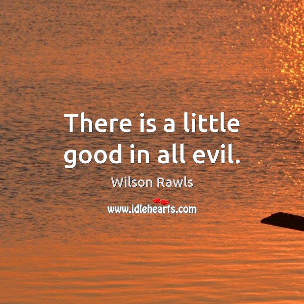 There is a little good in all evil. Wilson Rawls Picture Quote