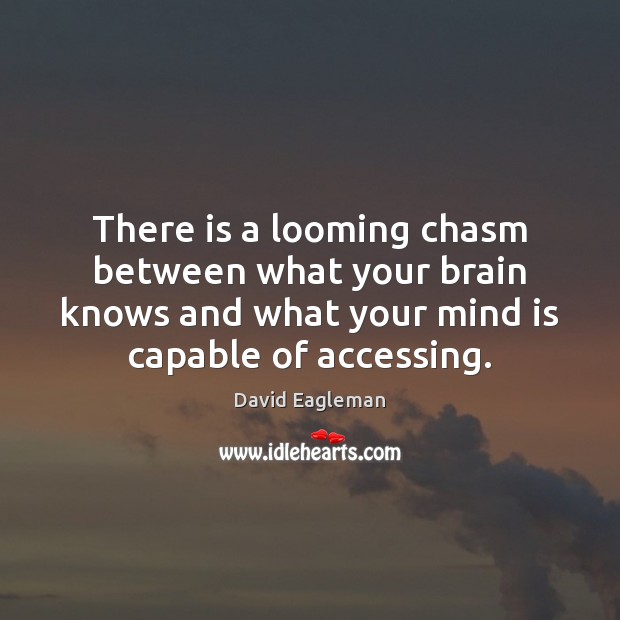 There is a looming chasm between what your brain knows and what David Eagleman Picture Quote
