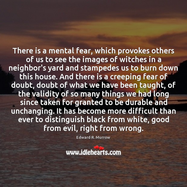 There is a mental fear, which provokes others of us to see Edward R. Murrow Picture Quote