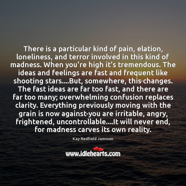 There is a particular kind of pain, elation, loneliness, and terror involved Kay Redfield Jamison Picture Quote