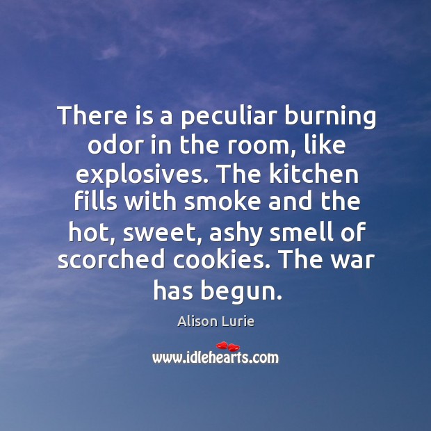 There is a peculiar burning odor in the room, like explosives. Alison Lurie Picture Quote