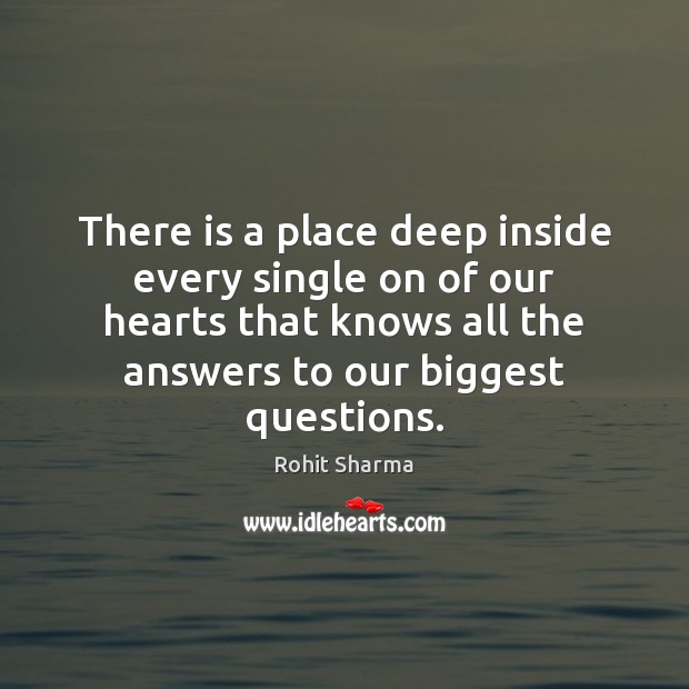 There is a place deep inside every single on of our hearts Rohit Sharma Picture Quote