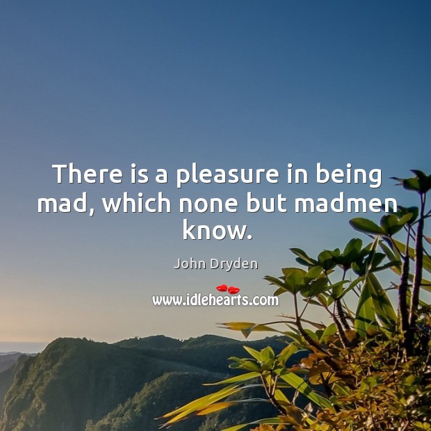 There is a pleasure in being mad, which none but madmen know. John Dryden Picture Quote