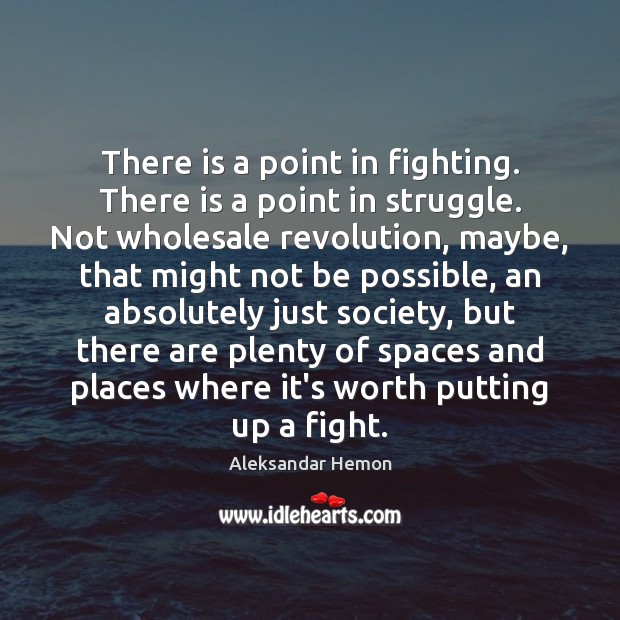 There is a point in fighting. There is a point in struggle. Aleksandar Hemon Picture Quote
