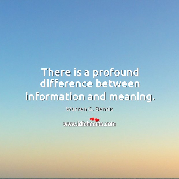 There is a profound difference between information and meaning. Warren G. Bennis Picture Quote