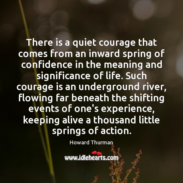 There is a quiet courage that comes from an inward spring of Howard Thurman Picture Quote