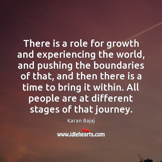 There is a role for growth and experiencing the world, and pushing Karan Bajaj Picture Quote