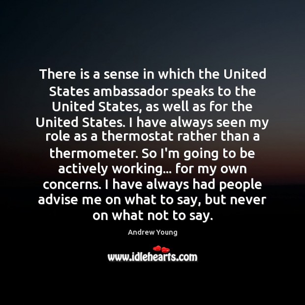 There is a sense in which the United States ambassador speaks to Andrew Young Picture Quote