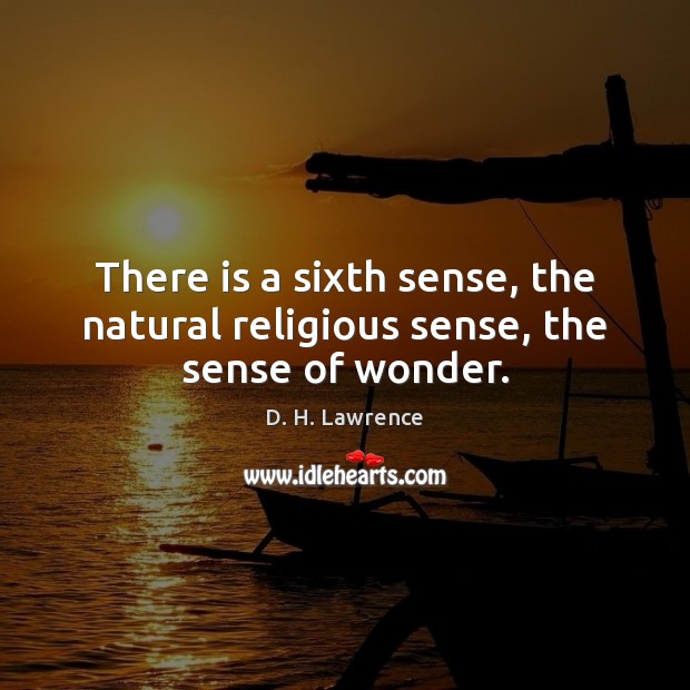 There is a sixth sense, the natural religious sense, the sense of wonder. D. H. Lawrence Picture Quote