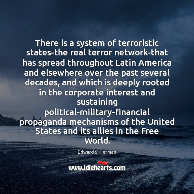 There is a system of terroristic states-the real terror network-that has spread Edward S. Herman Picture Quote