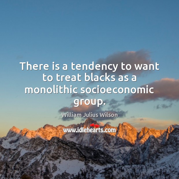 There is a tendency to want to treat blacks as a monolithic socioeconomic group. William Julius Wilson Picture Quote