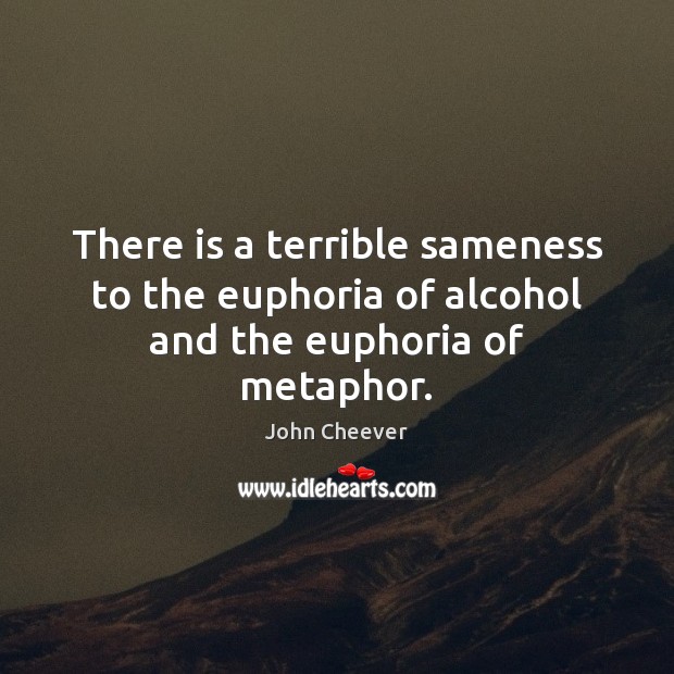 There is a terrible sameness to the euphoria of alcohol and the euphoria of metaphor. John Cheever Picture Quote