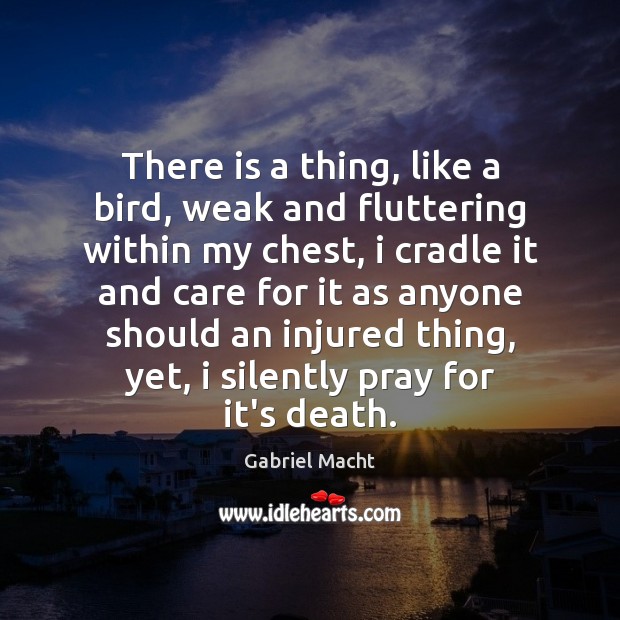 There is a thing, like a bird, weak and fluttering within my Gabriel Macht Picture Quote