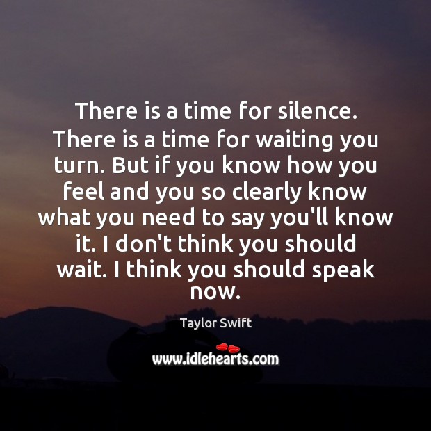 There is a time for silence. There is a time for waiting Taylor Swift Picture Quote