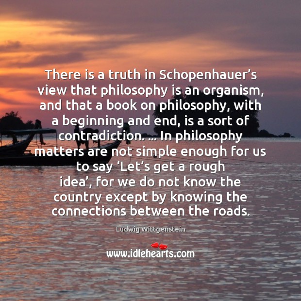 There is a truth in Schopenhauer’s view that philosophy is an Image
