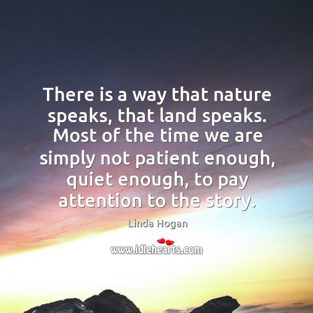 There is a way that nature speaks, that land speaks. Most of the time we are simply not patient enough Image