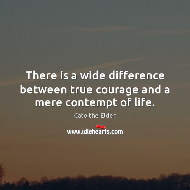 There is a wide difference between true courage and a mere contempt of life. Cato the Elder Picture Quote