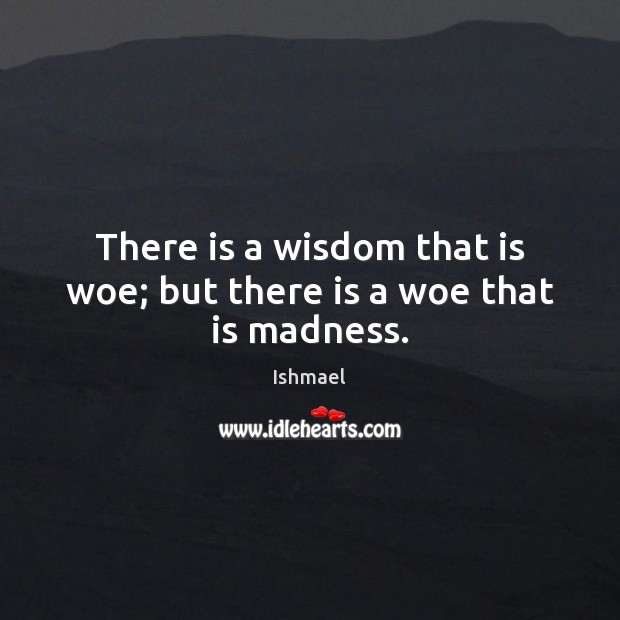 There is a wisdom that is woe; but there is a woe that is madness. Ishmael Picture Quote