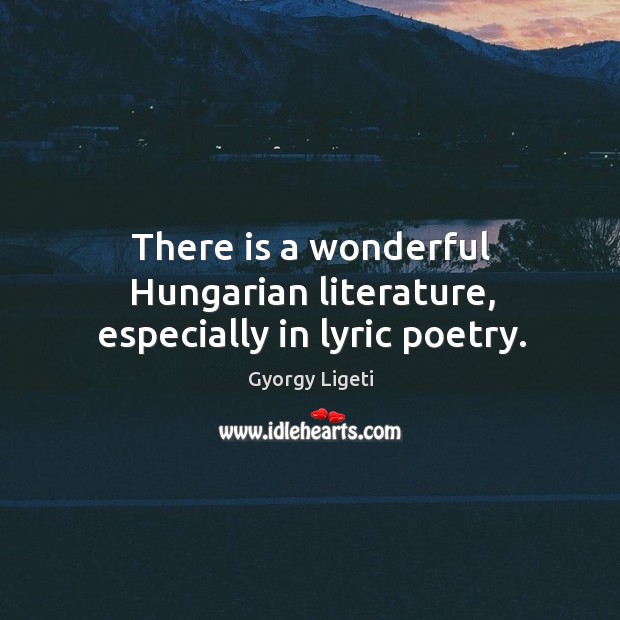 There is a wonderful hungarian literature, especially in lyric poetry. Gyorgy Ligeti Picture Quote