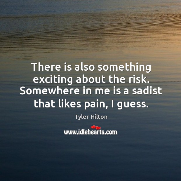 There is also something exciting about the risk. Somewhere in me is Tyler Hilton Picture Quote