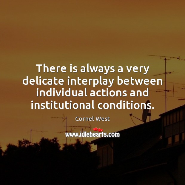 There is always a very delicate interplay between individual actions and institutional Cornel West Picture Quote