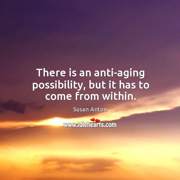 There is an anti-aging possibility, but it has to come from within. Susan Anton Picture Quote
