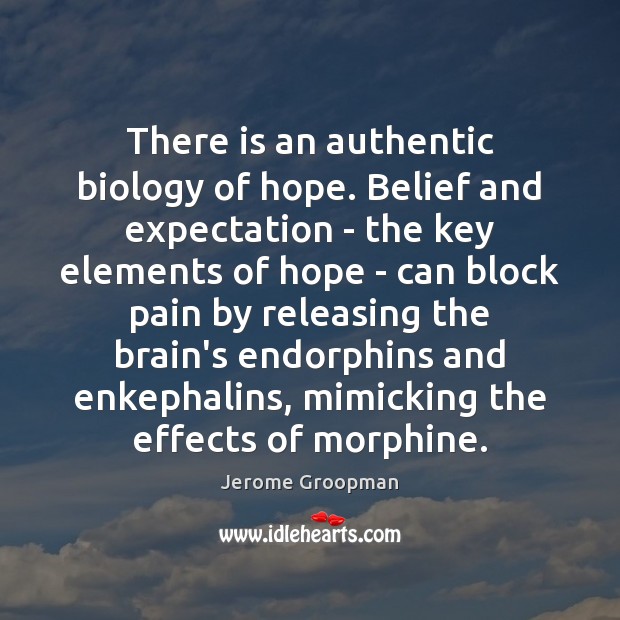 There is an authentic biology of hope. Belief and expectation – the Image