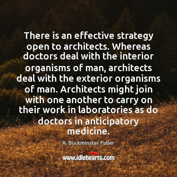 There is an effective strategy open to architects. Whereas doctors deal with R. Buckminster Fuller Picture Quote