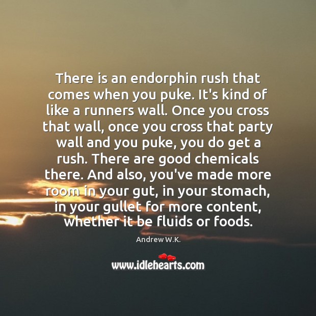 There is an endorphin rush that comes when you puke. It’s kind Image