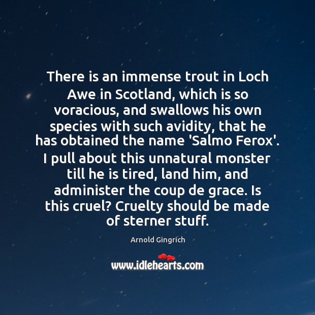 There is an immense trout in Loch Awe in Scotland, which is Arnold Gingrich Picture Quote