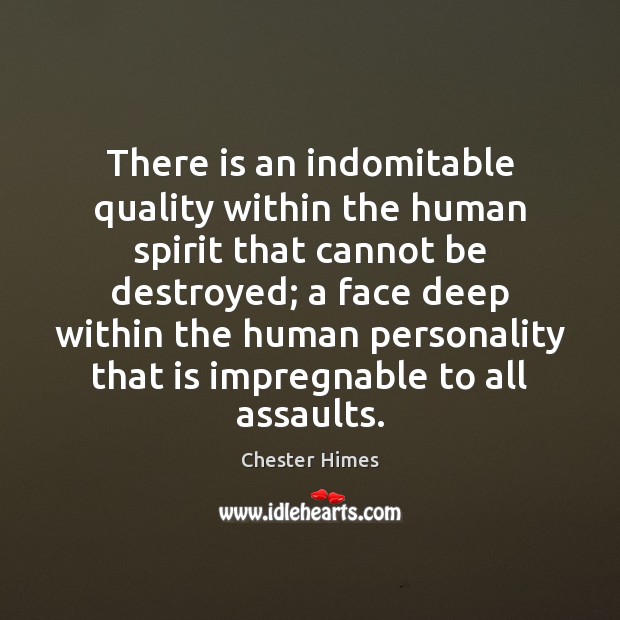 There is an indomitable quality within the human spirit that cannot be Chester Himes Picture Quote