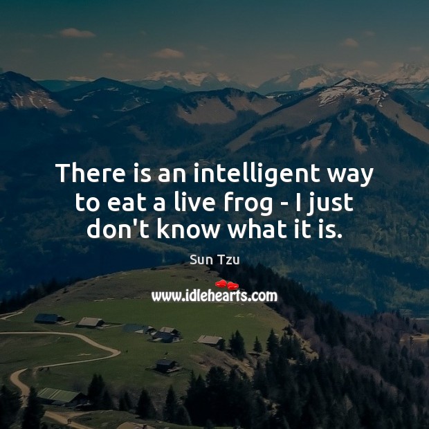 There is an intelligent way to eat a live frog – I just don’t know what it is. Sun Tzu Picture Quote