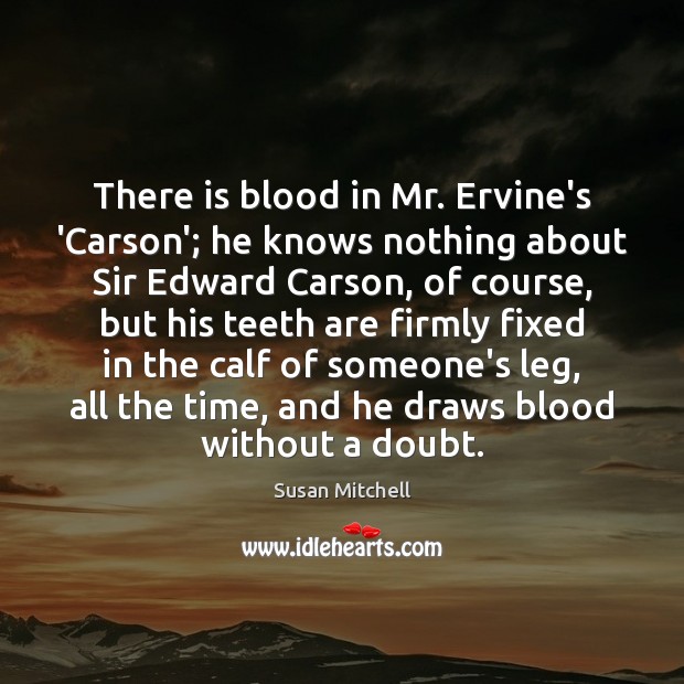 There is blood in Mr. Ervine’s ‘Carson’; he knows nothing about Sir Susan Mitchell Picture Quote