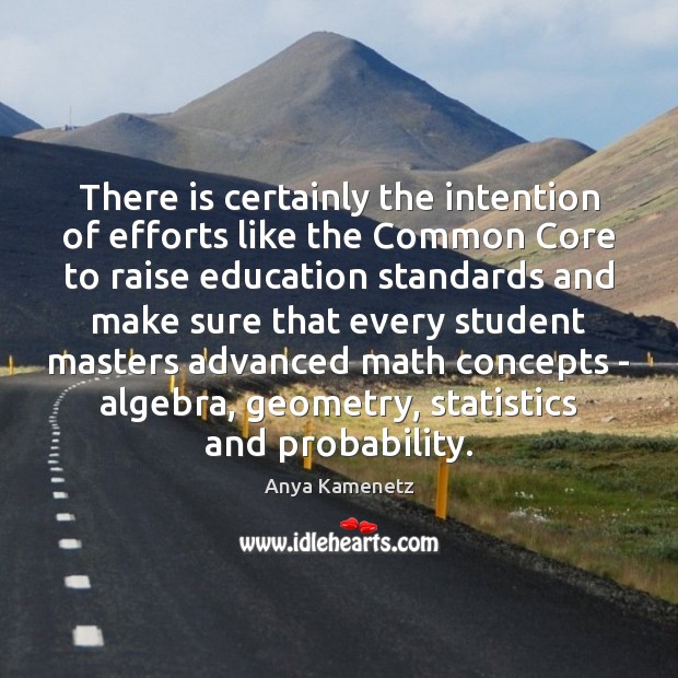 There is certainly the intention of efforts like the Common Core to Anya Kamenetz Picture Quote