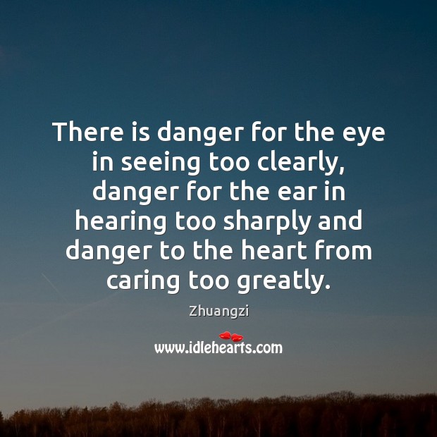 There is danger for the eye in seeing too clearly, danger for Care Quotes Image