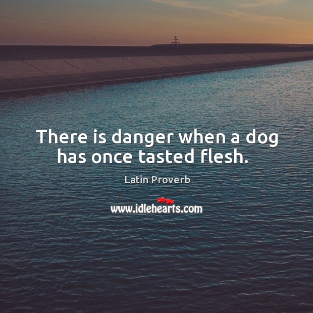 There is danger when a dog has once tasted flesh. Latin Proverbs Image