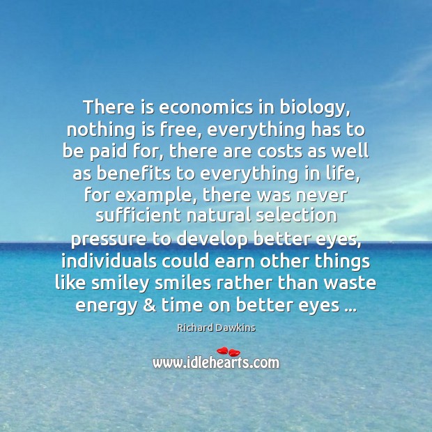 There is economics in biology, nothing is free, everything has to be Nothing is Free Quotes Image